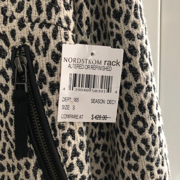 Joie Pattyn Animal Print Moto Jacket Size Small Black & Cream - Picture 6 of 10